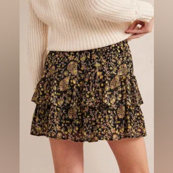 Boden Black Floral Ruffle Mini Skirt NWT Plus Size 20/22 - Picture 3 of 14